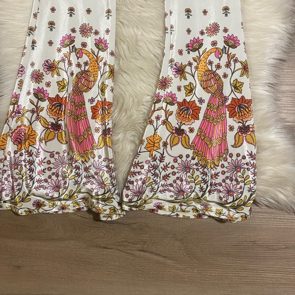 Flare Street x Free People Amalia Velvet Floral Peacock Wide Leg Pants - Picture 7 of 8